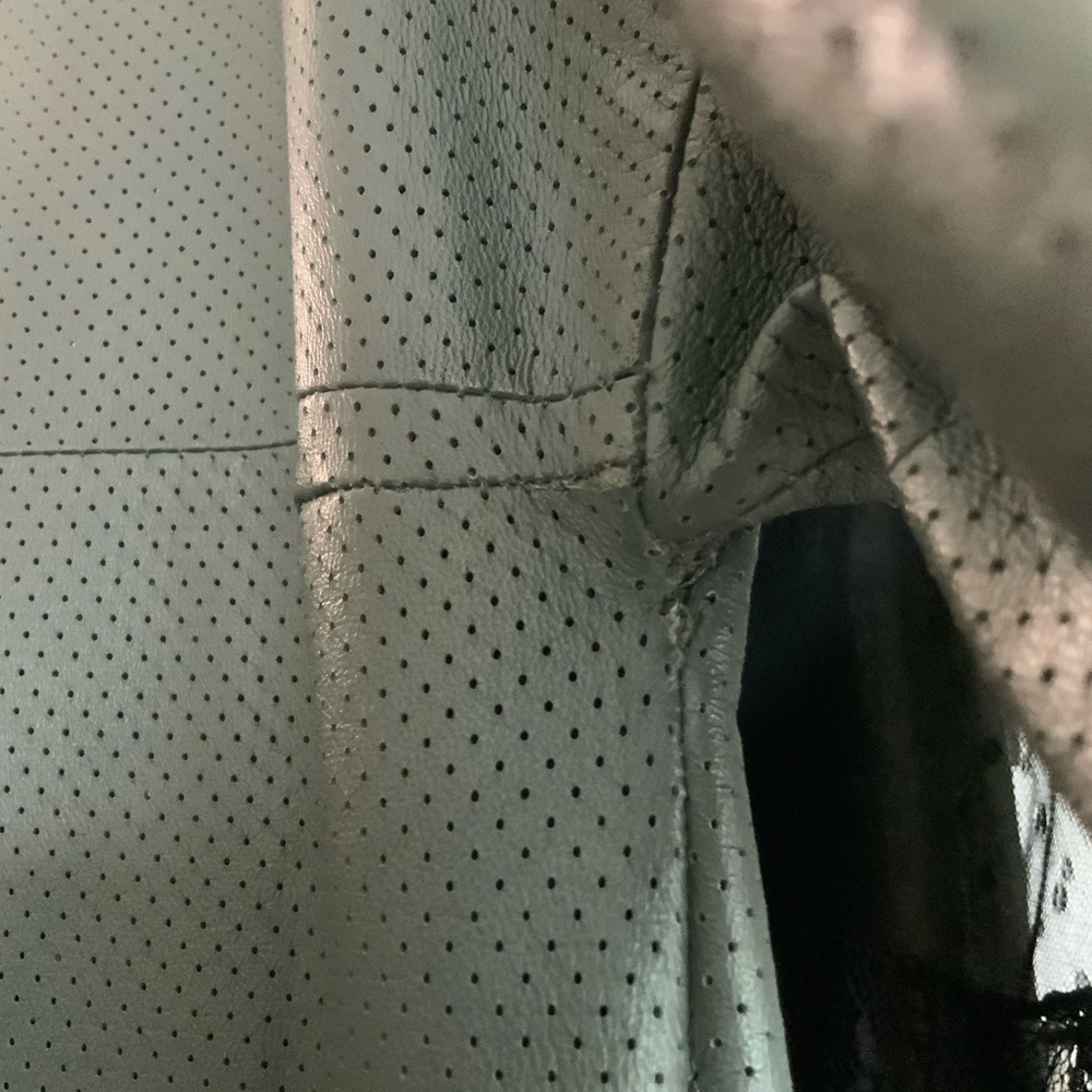 Ports 1961- dark gray perforated leather dress with pockets metal hooks on sides - Picture 14 of 15